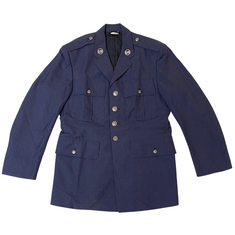 Vintage US Air Force Coat Blue Service Dress Jacket USAF 60s Blue Size Small 43R